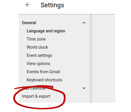 calendar import and export